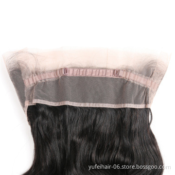 Large Stock Hot Sales Promotion Top Quality 100% Remy Virgin Brazilian Human Hair 360 Lace Frontal Closure